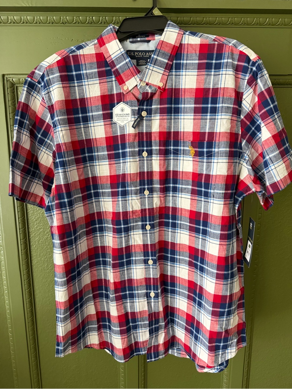 U.S. Polo Assn. Red, White & Blue Plaid Short-Sleeve Button-Down Shirt